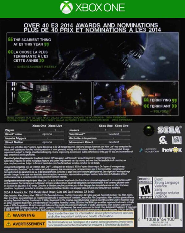 Hra Alien: Isolation pro XBOX ONE XONE X1 konzole