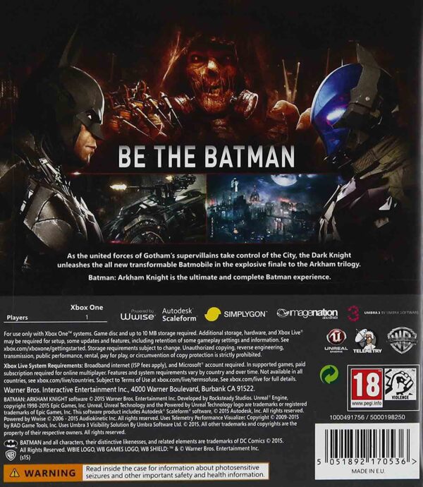 Hra Batman: Arkham Knight pro XBOX ONE XONE X1 konzole