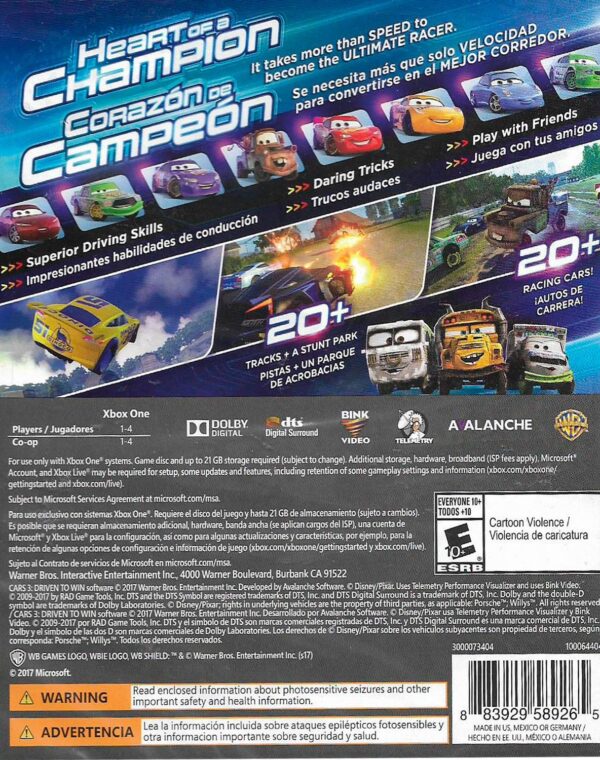 Hra Cars 3: Driven To Win pro XBOX ONE XONE X1 konzole