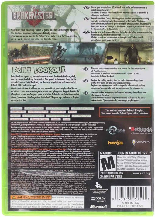 Hra Fallout 3 Game Add-On Pack: Broken Steel and Point Lookout pro XBOX 360 X360 konzole