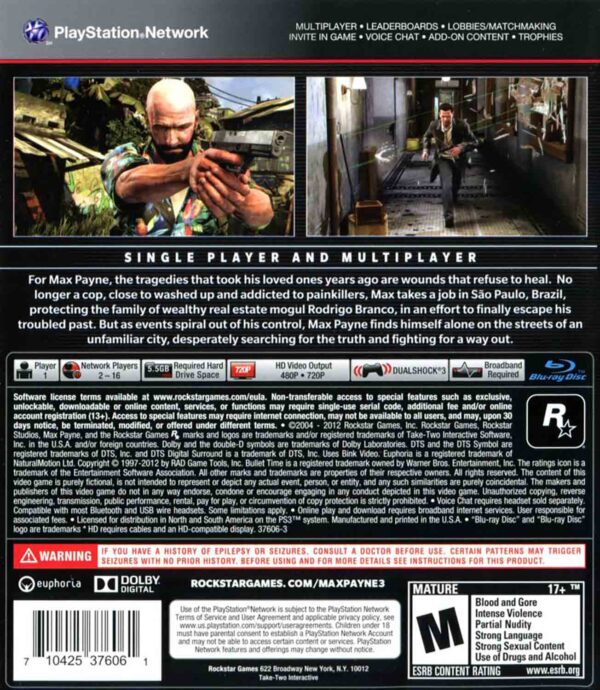 Hra Max Payne 3 pro PS3 Playstation 3 konzole