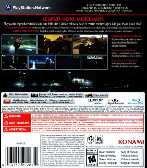 Hra Metal Gear Solid V: Ground Zeroes pro PS3 Playstation 3 konzole