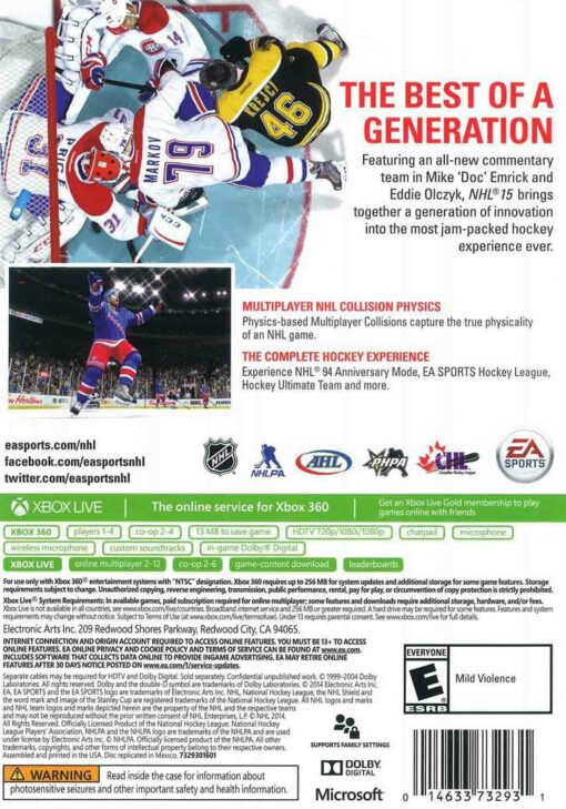 Hra NHL 15 CZ pro XBOX 360 X360 konzole