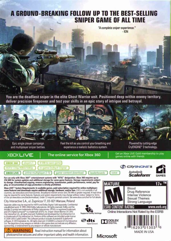 Hra Sniper: Ghost Warrior 2 pro XBOX 360 X360 konzole