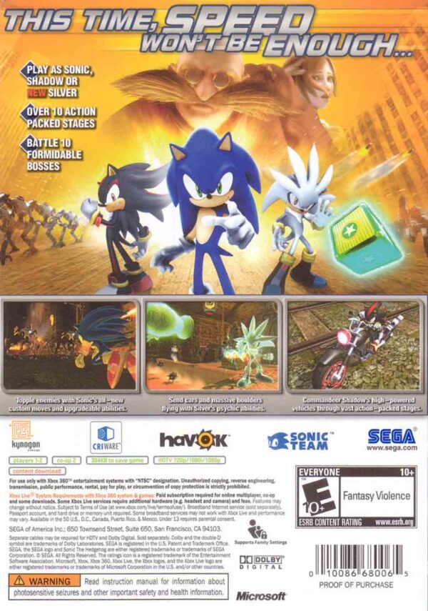 Hra Sonic The Hedgehog pro XBOX 360 X360 konzole