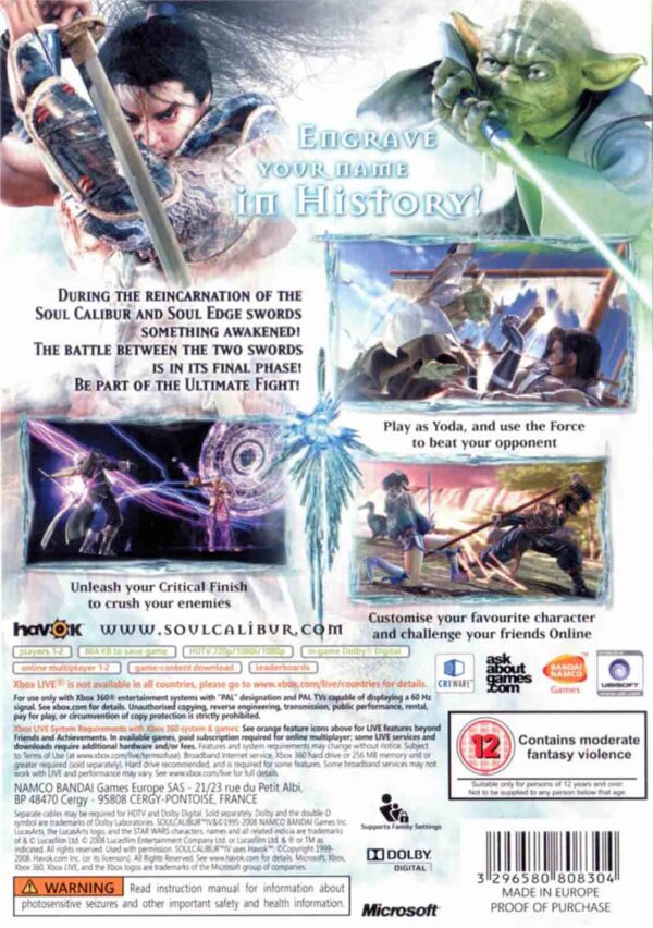 Hra Soul Calibur IV pro XBOX 360 X360 konzole