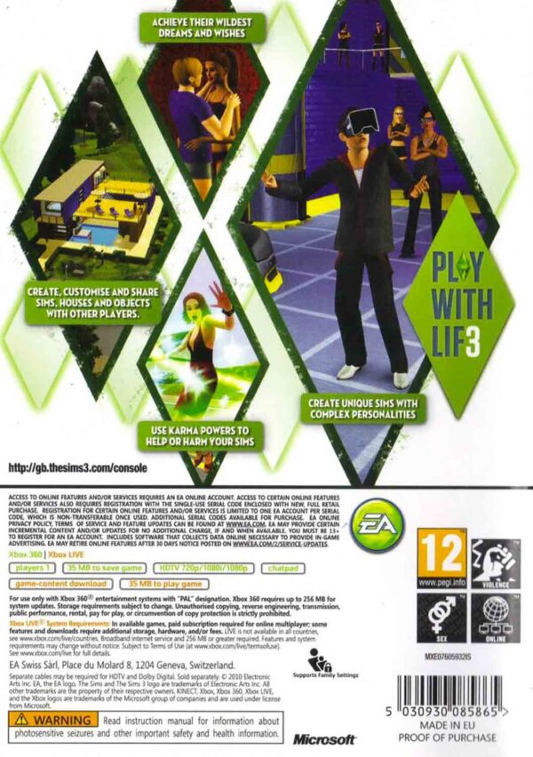 Hra The Sims 3 pro XBOX 360 X360 konzole