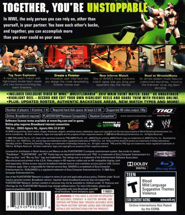 Hra WWE Smackdown vs. Raw 2009 pro PS3 Playstation 3 konzole