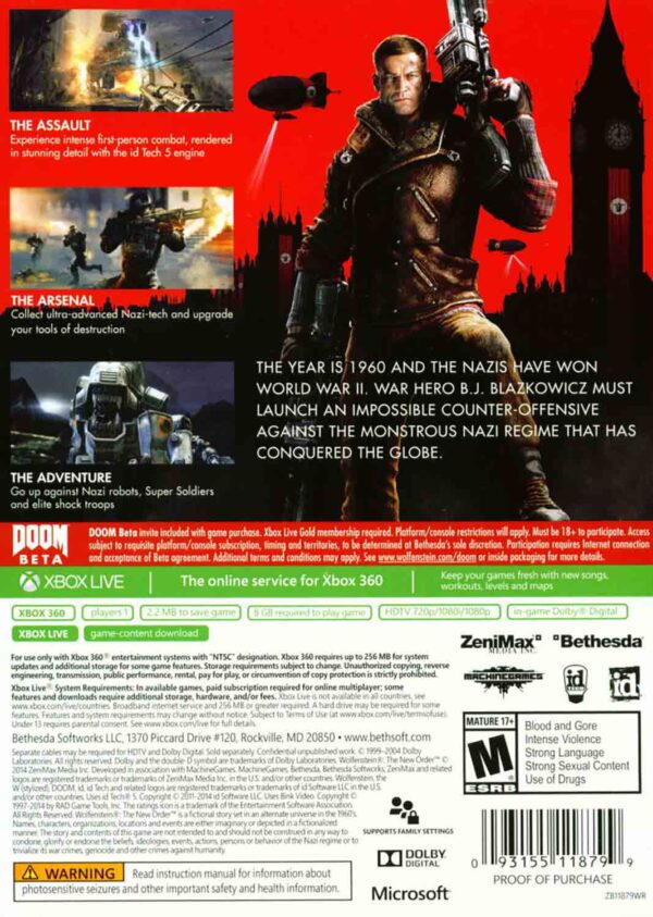 Hra Wolfenstein: The New Order pro XBOX 360 X360 konzole