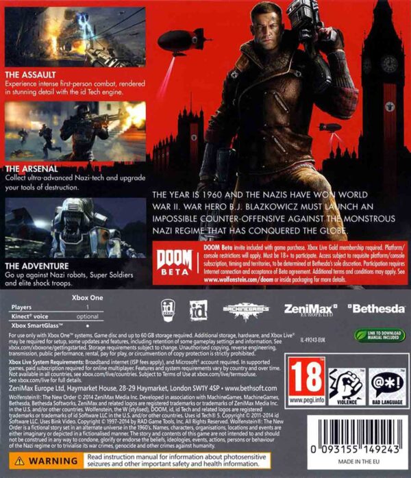 Hra Wolfenstein: The New Order pro XBOX ONE XONE X1 konzole