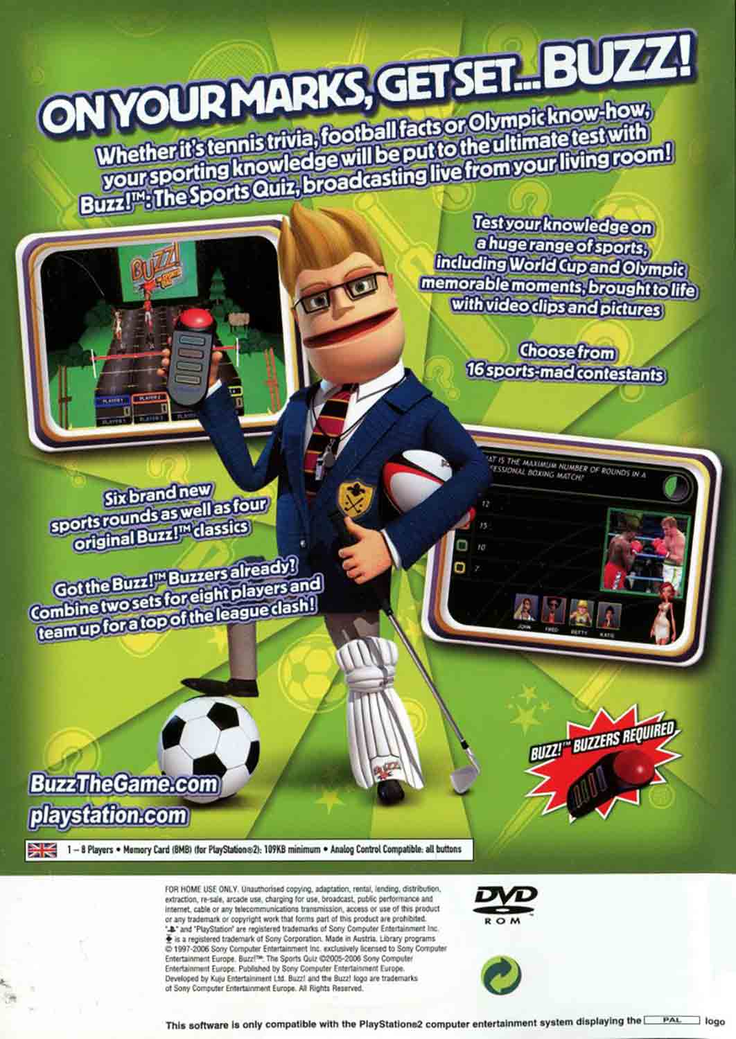 Buzz!: The Sports Quiz pro PS2 — kvíz pro čtyři hráče