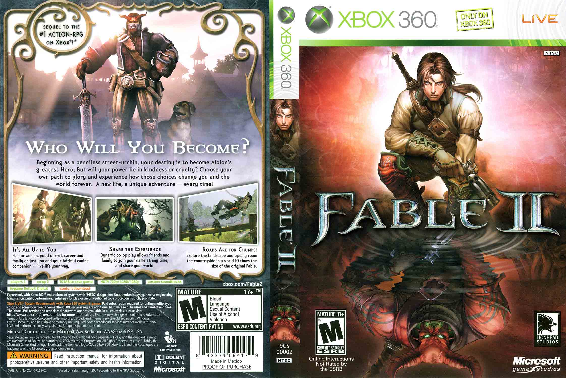 Fable II pro XBOX 360 - zadní strana obalu s popisem hry