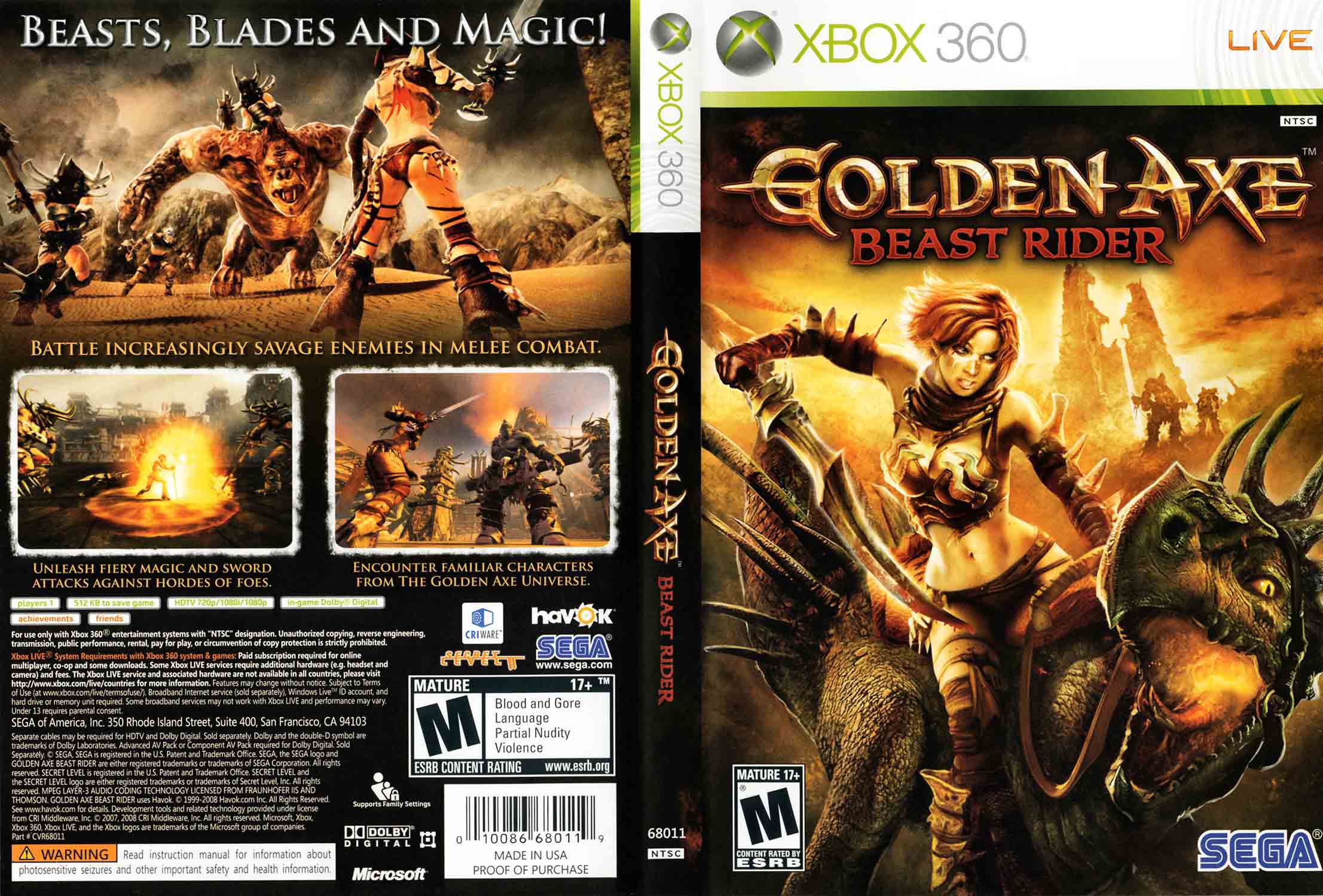 Golden Axe Beast Rider pro Xbox 360 — dobrodružná hra