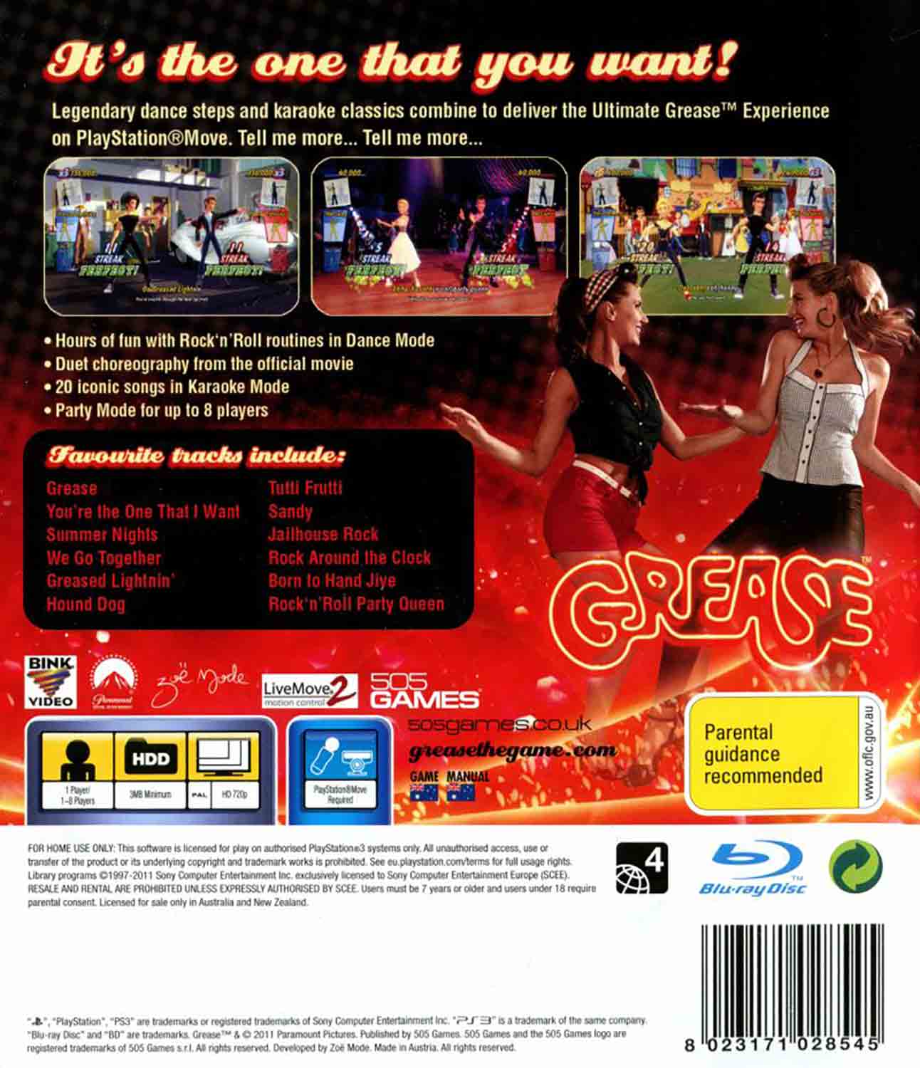 Grease Dance pro PS3 — songy z Pomády