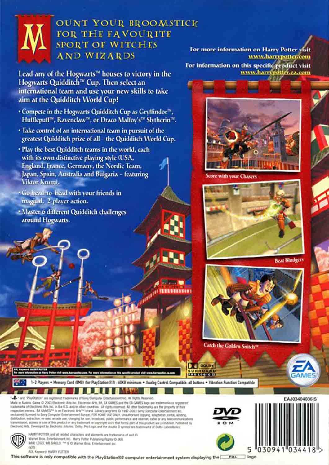 Harry Potter: Quidditch World Cup pro PS2 — bradavické koleje