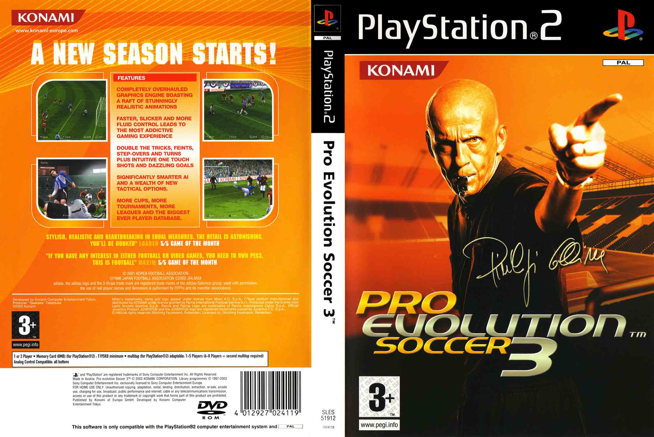 Hra Pro Evolution Soccer 3 (PES 3) pro PS2 Playstation 2 konzole - PLAYSTATION 2