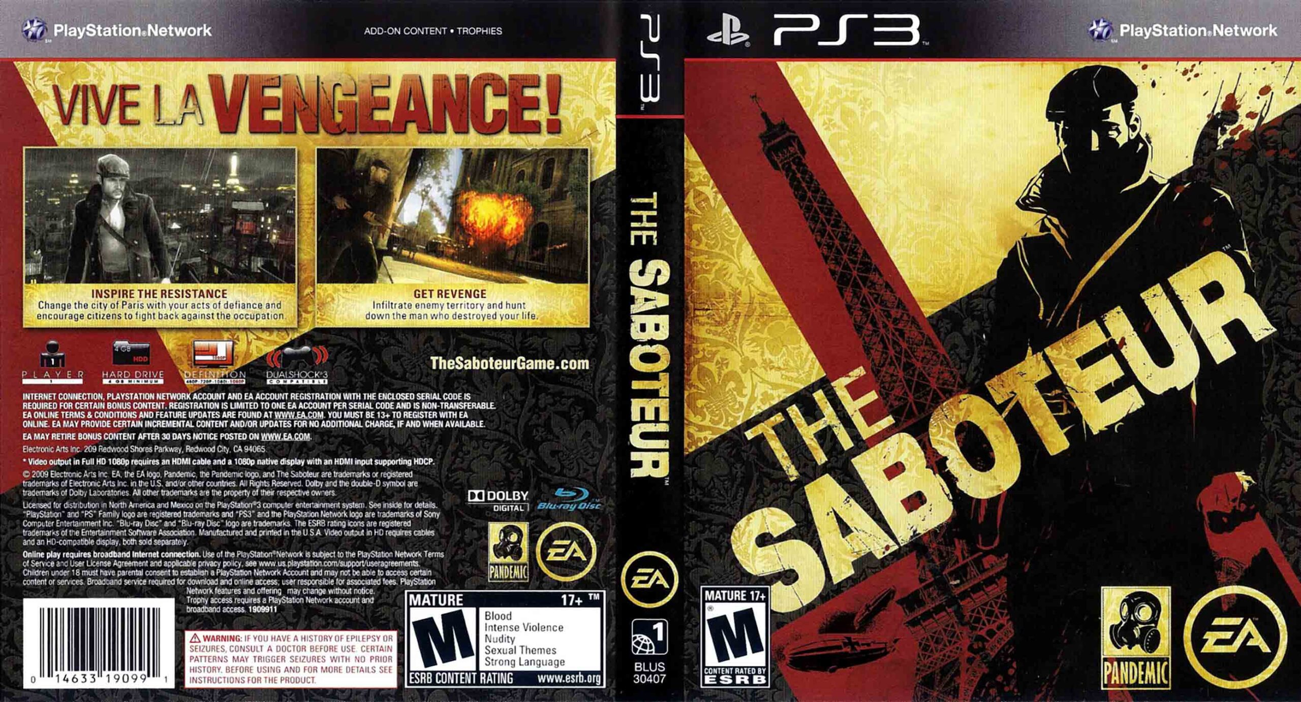 Hra The Saboteur pro PS3 Playstation 3 konzole - PLAYSTATION 3