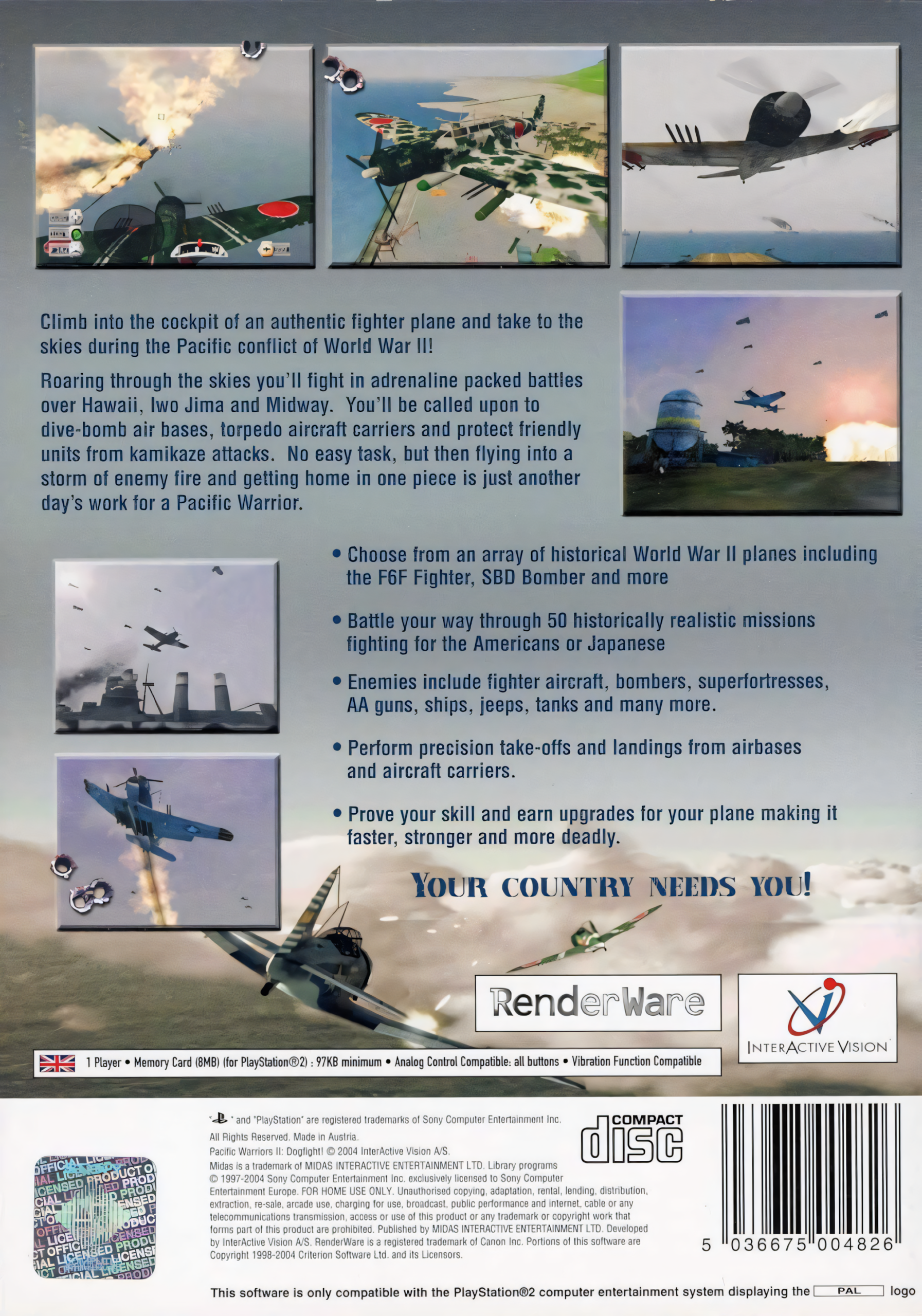 Pacific Warriors II: Dogfight pro PS2 — letecký simulátor