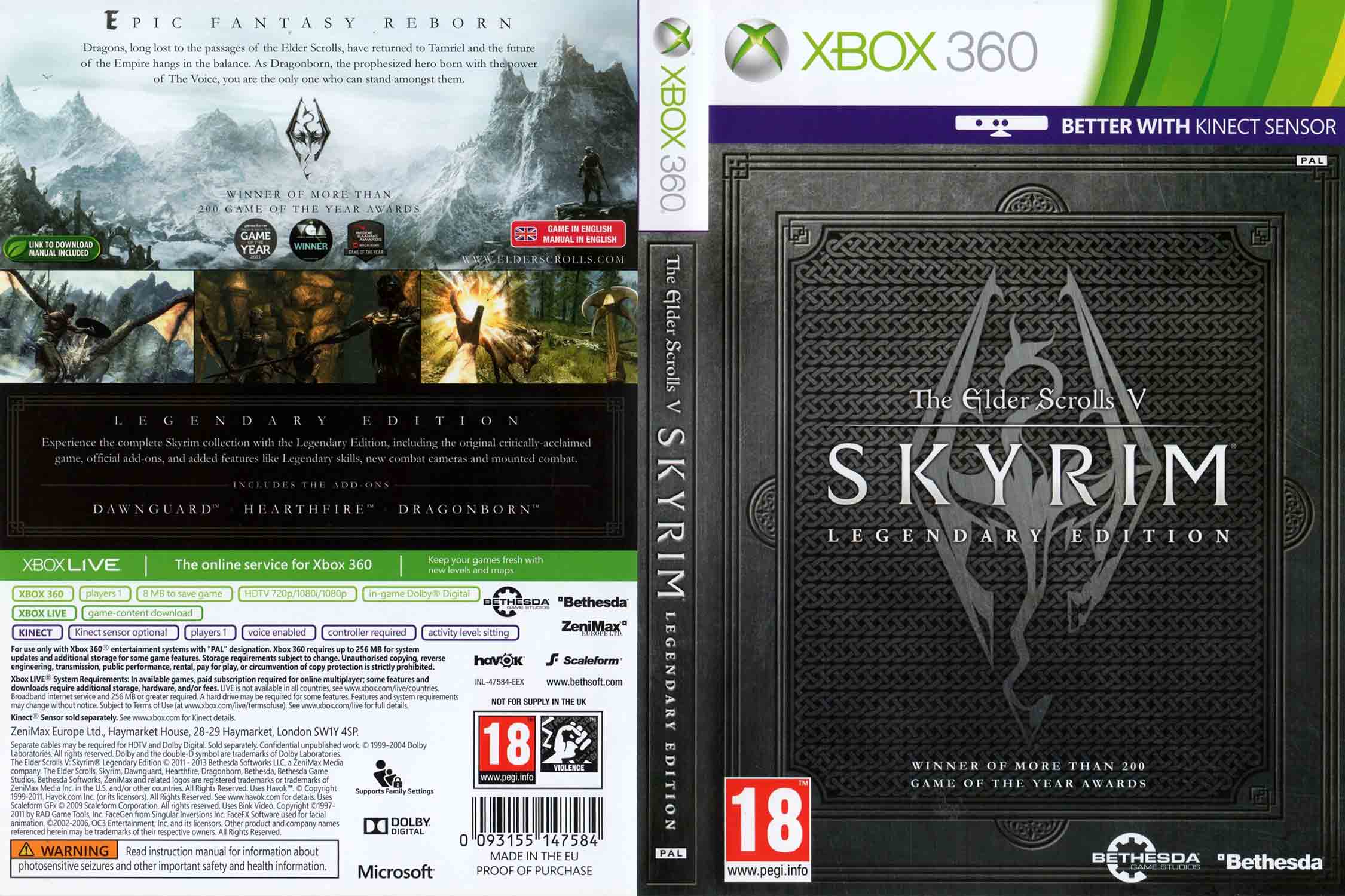Skyrim Legendary Edition pro Xbox 360 — otevřený svět