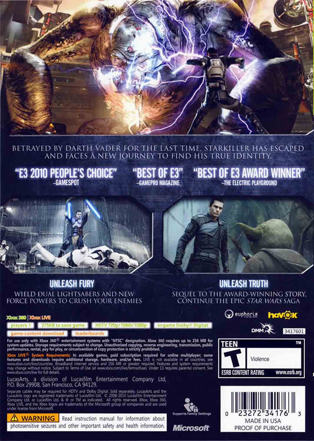 Star Wars The Force Unleashed II pro Xbox 360 — Star Wars