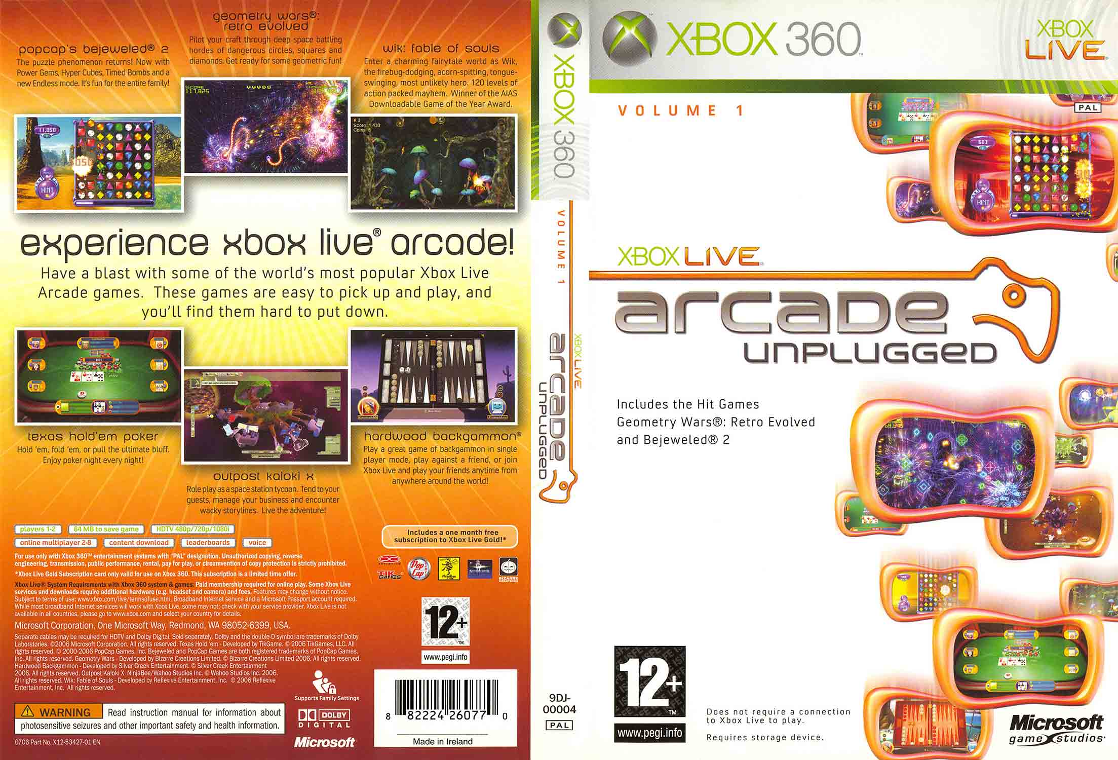 Xbox Live Arcade Unplugged: Volume 1 pro Xbox 360 - Geometry Wars Retro Evolved frenetická střílečka neónový styl